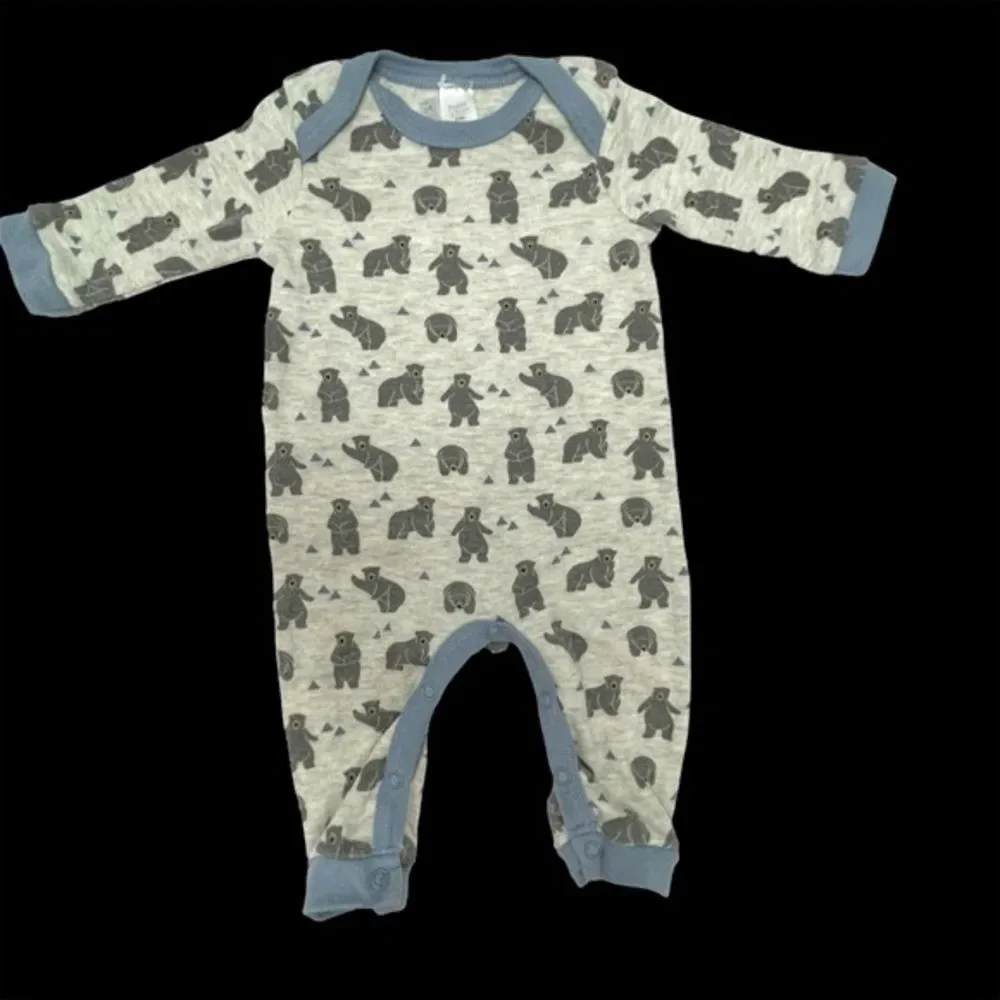 Baby Kiss Jumper Onesie Bears Gray & Blue Infant/Baby Size 0-3 Months